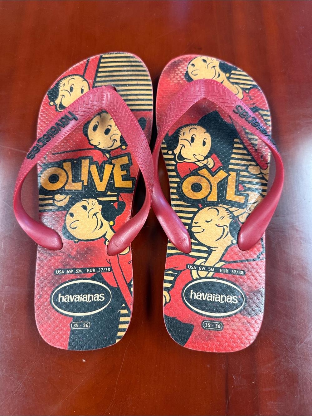 Havaianas Red Olive Oyl Graphic Flip Flops
